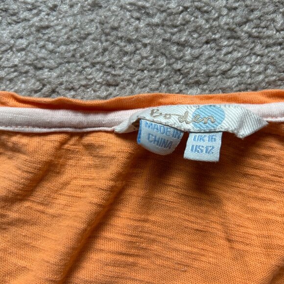 orange Boden tee, nearly sleeveless with lace trim 12 - Picture 2 of 4